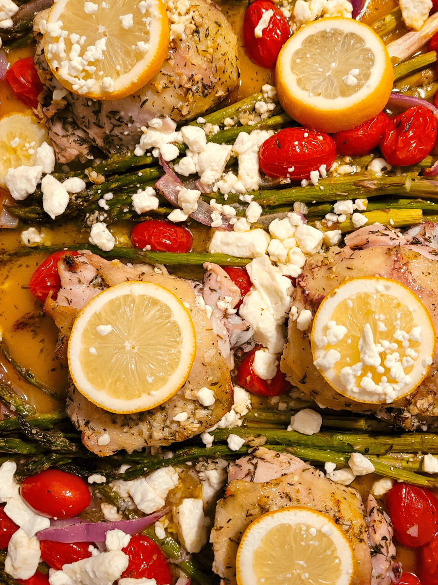 Greek Feta Chicken & Vegetable Sheet Pan Dinner